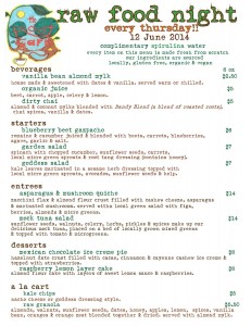 An example menu from two weeks ago.