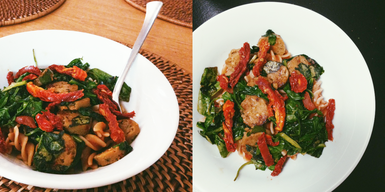 Brown Rice Fusilli with Italian Sausage